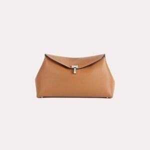 T-Lock Grained Leather Clutch